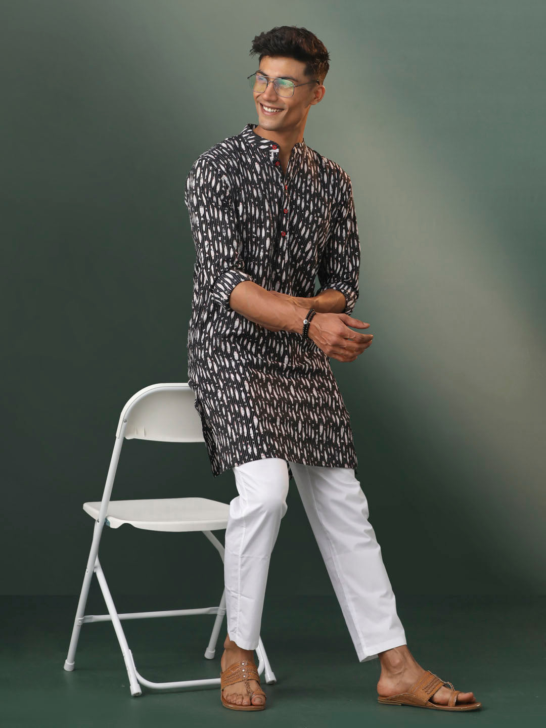 Men's Black Cotton Kurta