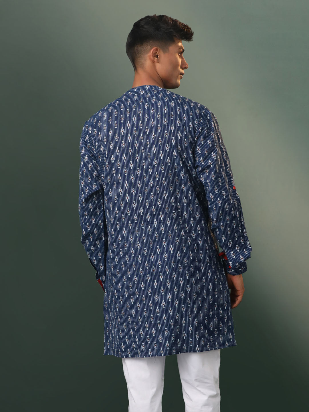 Men's Navy Blue Cotton Kurta