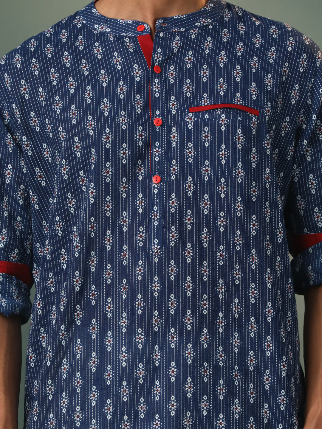 Men's Navy Blue Cotton Kurta