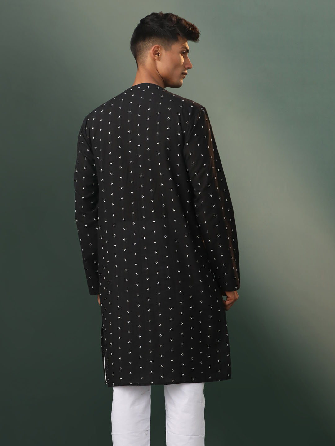 Men's Black Cotton Kurta