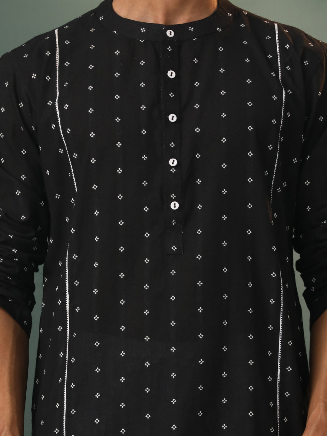 Men's Black Cotton Kurta