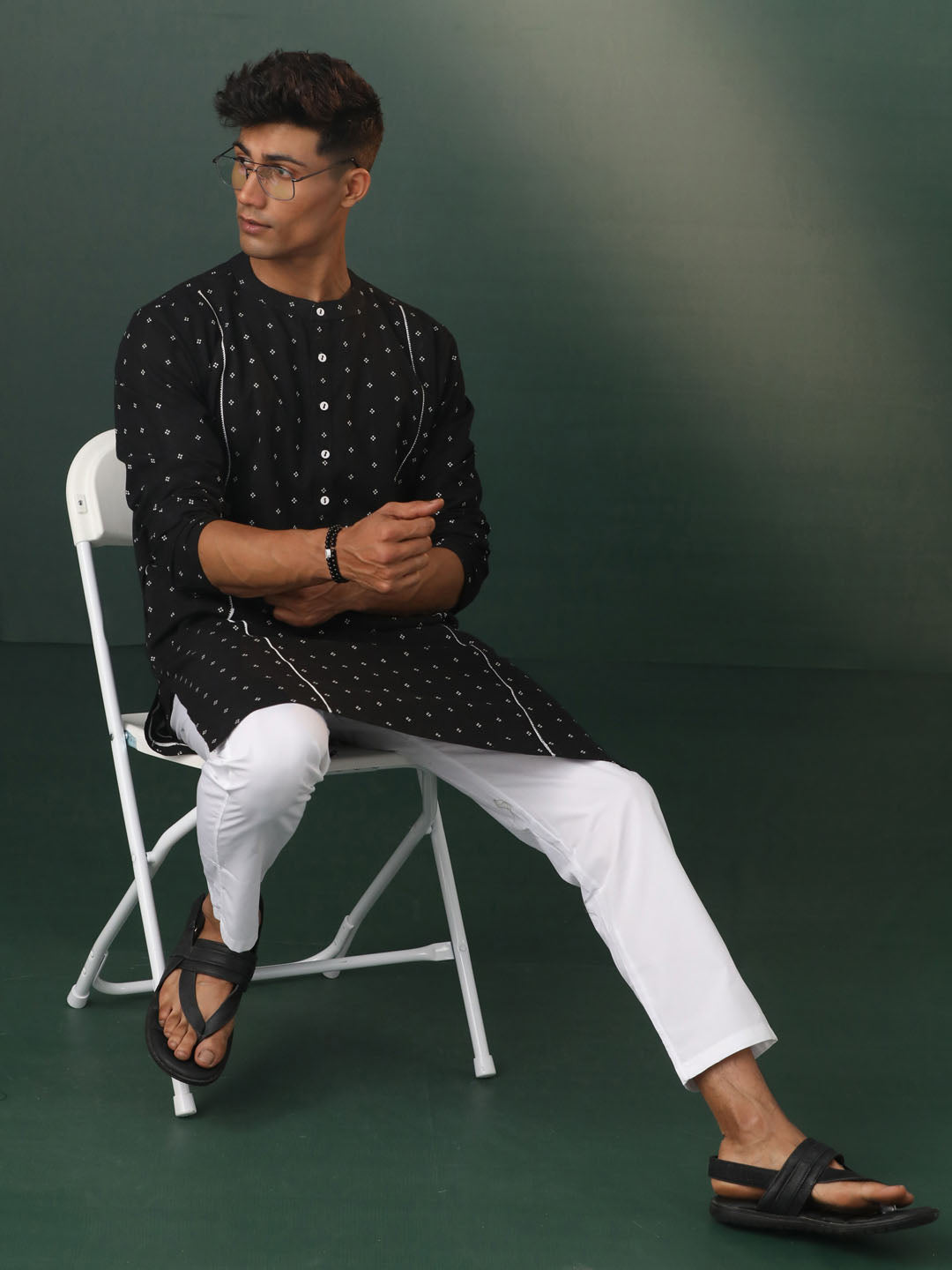 Men's Black Cotton Kurta