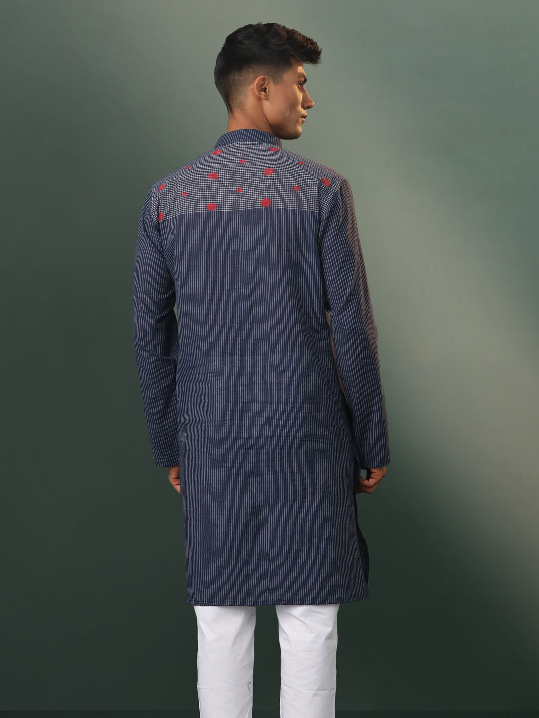 Men's Navy Blue Cotton Kurta