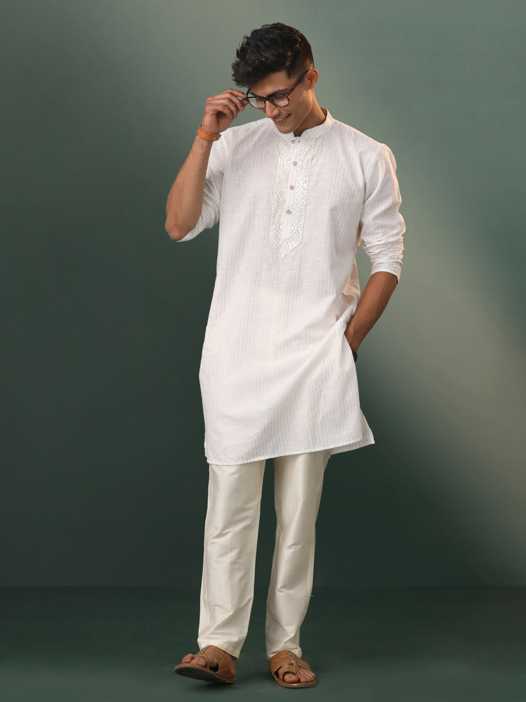 Men's White Cotton Kurta