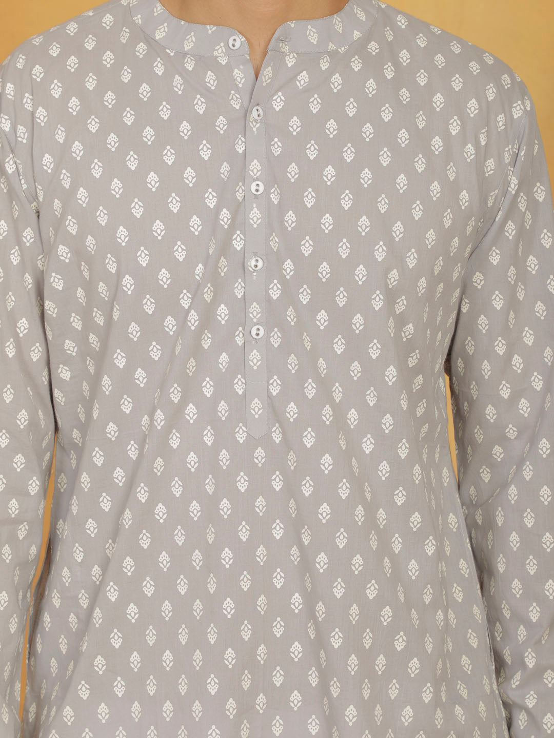 Men's Gray Cotton Kurta