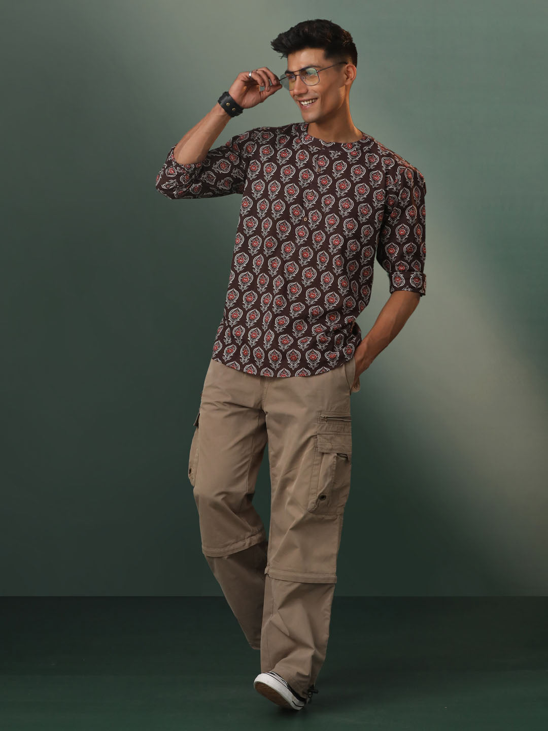 Men's Coffee Cotton Short Kurta